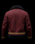 Burgundy Embroidery Aviator Jacket