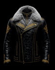 Black Crocodile leather Embroidery Jacket