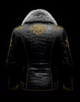 Black Crocodile leather Embroidery Jacket