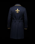 Midnight Blue Embroidered Wool-Cashmere Peacoat