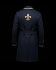 Midnight Blue Embroidered Wool-Cashmere Peacoat by Enantiodromia