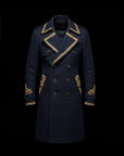 Midnight Blue Embroidered Wool-Cashmere Peacoat