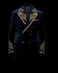 Midnight Blue Velvet Peacoat