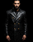 Grey Python Leather Coat