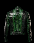 Green & Black Python Bomber Jacket