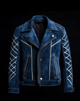 Blue Suede Double Rider Jacket By Enantiodromia