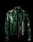 Green & Black Python Bomber Jacket
