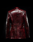 Red Crocodile Skin Leather Blazer By Enantiodromia