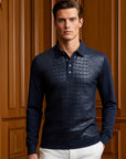 Alligator Cotton Navy Long Sleeve Polo