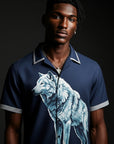 Ice Blue Satin Wolf Shirt
