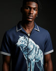 Ice Blue Wolf Satin Shirt By Enantiodromia