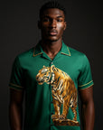 Emrald Gold Tiger Satin Shirt By Enantiodromia
