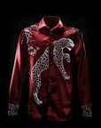 Red Silver Panther Satin Shirt