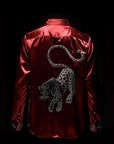 Red Silver Panther Satin Shirt