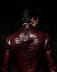 Red Crocodile Leather Blazer