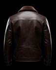 Chocolate Brown Shearling-Collar Leather Jacket