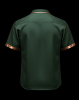 Emerald Green and Champagne Bronze Satin Lion Shirt