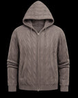Taupe Cable Knit Zip Hoodie by Enantiodromia