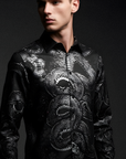 Black Satin Snake Dress Shirt