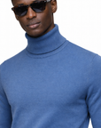 Blue Merino Wool Knit Turtleneck