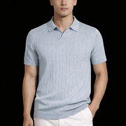 Cotton Knitted V Neck Polo