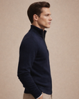 Navy cotton zip bomber By Enantiodromia
