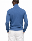 Blue Merino Wool Knit Turtleneck