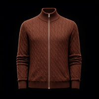 Brown Knit Cotton Zip Bomber By Enantiodromia