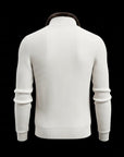 Ribbed Beige Wool Zip Cardigan By Enantiodromia