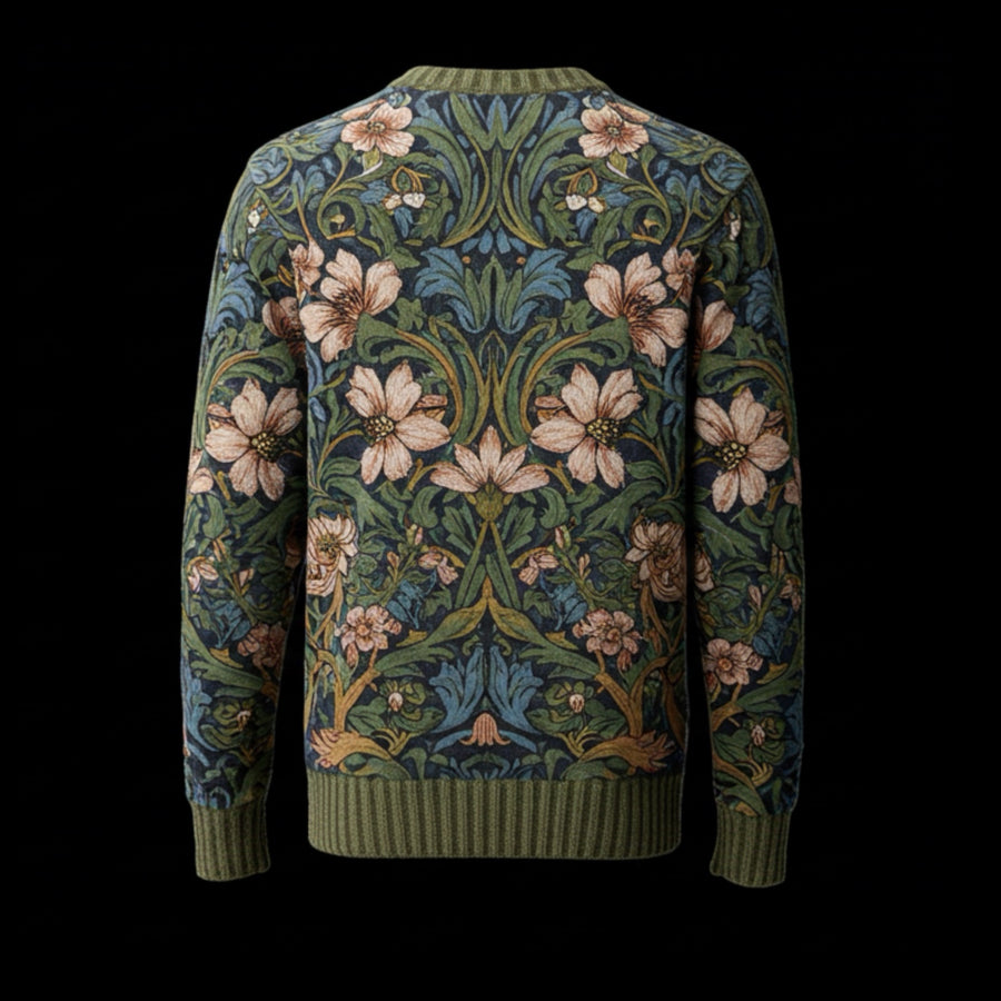 Verdant Tapestry Ribbed Sweater