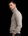 Greige Cashmere Cotton Knit Turtleneck By Enantiodromia