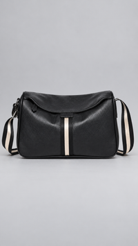 Top Grain Leather Messenger Bag Featuring Contrast Stripe Detailing