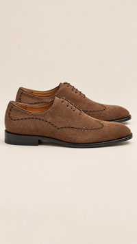 Suede Finish Wingtip Oxford Shoes for Work and Occasion Dressing