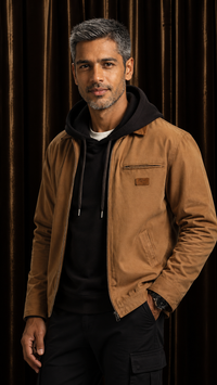 Utility Hooded Outerwear Canvas Zip Jacket