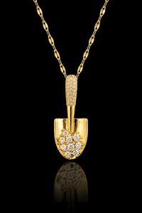 Golden Crystal Spade Necklace