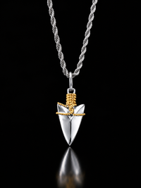 Chrome & Gold-Tone Wrapped Arrowhead Necklace