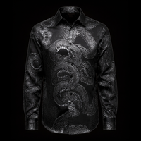 Black Satin Snake Dress Shirt