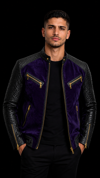 Black & Purple Python Velvet Jacket