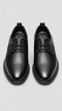 Cowhide Black Leather Lace-Up Derby Business Dress Shoes
