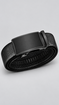 Refined Pebble-Grain Leather Belt with Automatic Buckle