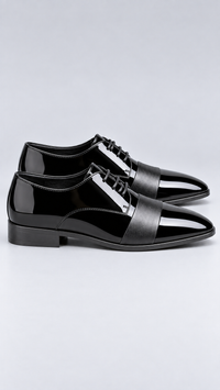 Refined Glossy Cap Toe Lace-Up Dress Shoes for Formal Occasions