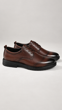 Cowhide Leather Cap Toe Derby Shoes for Office and Evening Wear