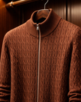 Brown Knit Cotton Zip Bomber By Enantiodromia