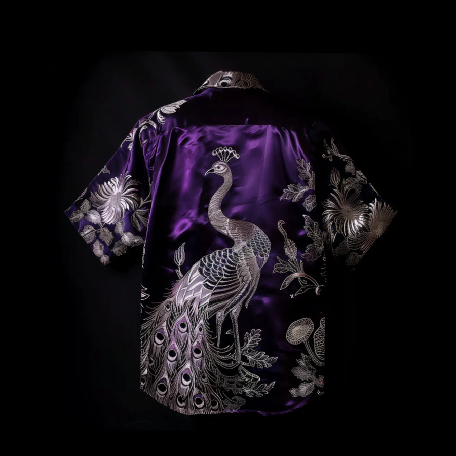 Purple Peacock Satin Shirt