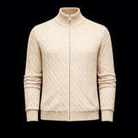 Cream Knit Cotton Zip Bomber By Enantiodromia
