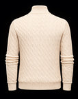 Cream knit cotton zip bomber