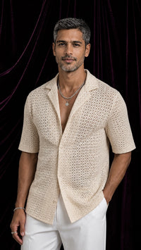 Sand Beige Knit Summer Shirt
