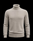 Greige Cashmere Cotton Knit Turtleneck