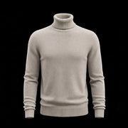 Greige Cashmere Cotton Knit Turtleneck