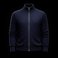 Navy Knit Cotton Zip Bomber By Enantiodromia